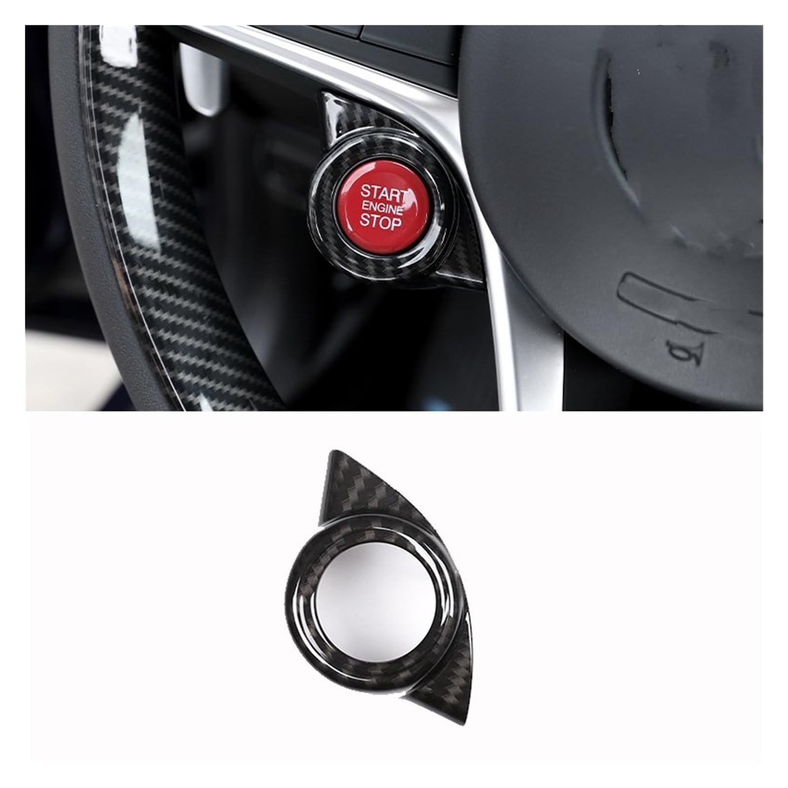 Innenraum Auto Zubehör Für Alfa Für Romeo Für Giulia Für Stelvio 2017 2018 2019 Auto Lenkrad Abdeckung Trim Innen Zubehör ABS Carbon Faser Autozubehör Innenraum(Style H-1 pcs) von NOVEMS