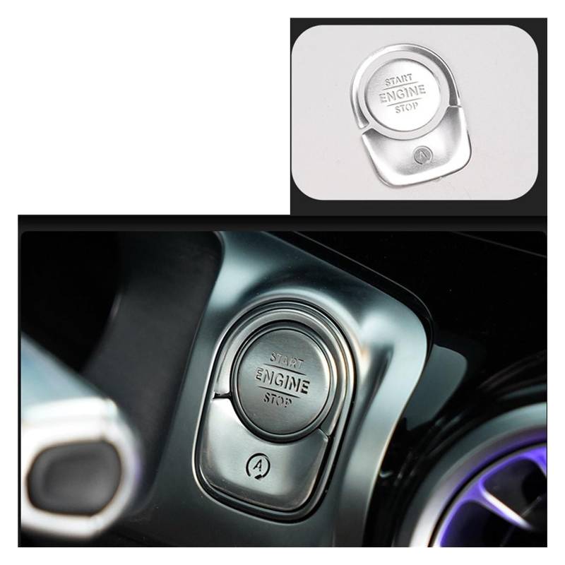 Innenraum Auto Zubehör Für Benz Für GLB Für GLA Für CLA Auto Lenkrad Klimaanlage Taste Abdeckungen Aufkleber Zündung Start-Taste Dekor Abdeckung Trim Autozubehör Innenraum(3Pcs) von NOVEMS