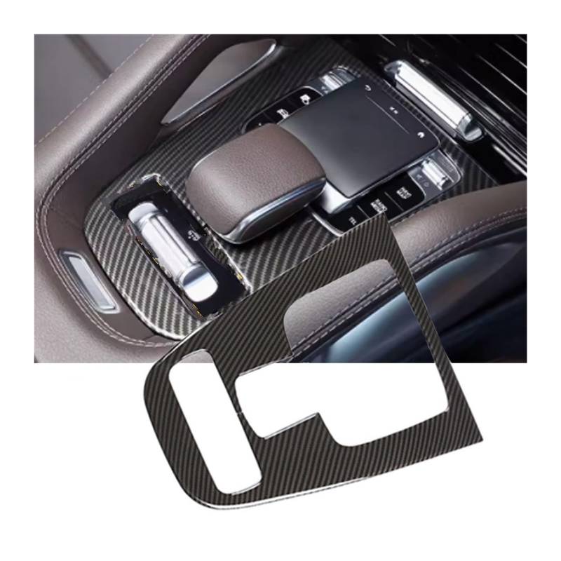 Innenraum Auto Zubehör Für Benz Für GLE Für GLS Klasse W167 X167 2020-2024 Auto Center Konsole Getriebe Shift Panel Abdeckung Trim Aufkleber Innen Zubehör Autozubehör Innenraum(Carbon Fiber Style A) von NOVEMS