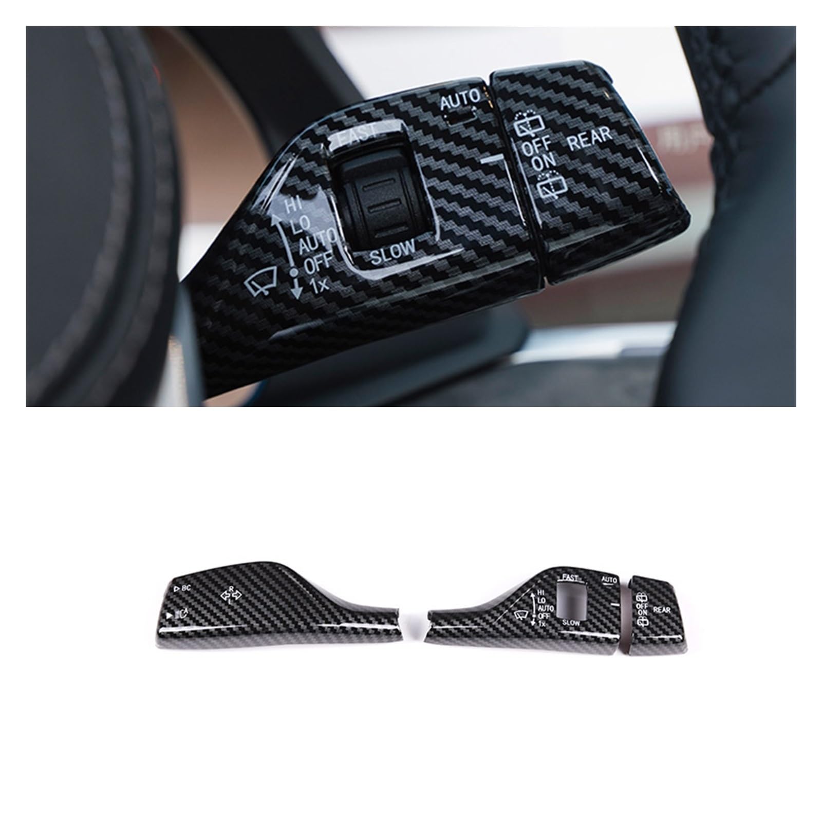 Innenraum Auto Zubehör Für F20 F30 F10 F15 F16 F49 F52 G01 G02 G05 Schwarz/Carbon Faser Stil Auto Blinker Wischer Schalter Trim Stange Auto Zubehör Autozubehör Innenraum(Style A Carbon Fiber) von NOVEMS