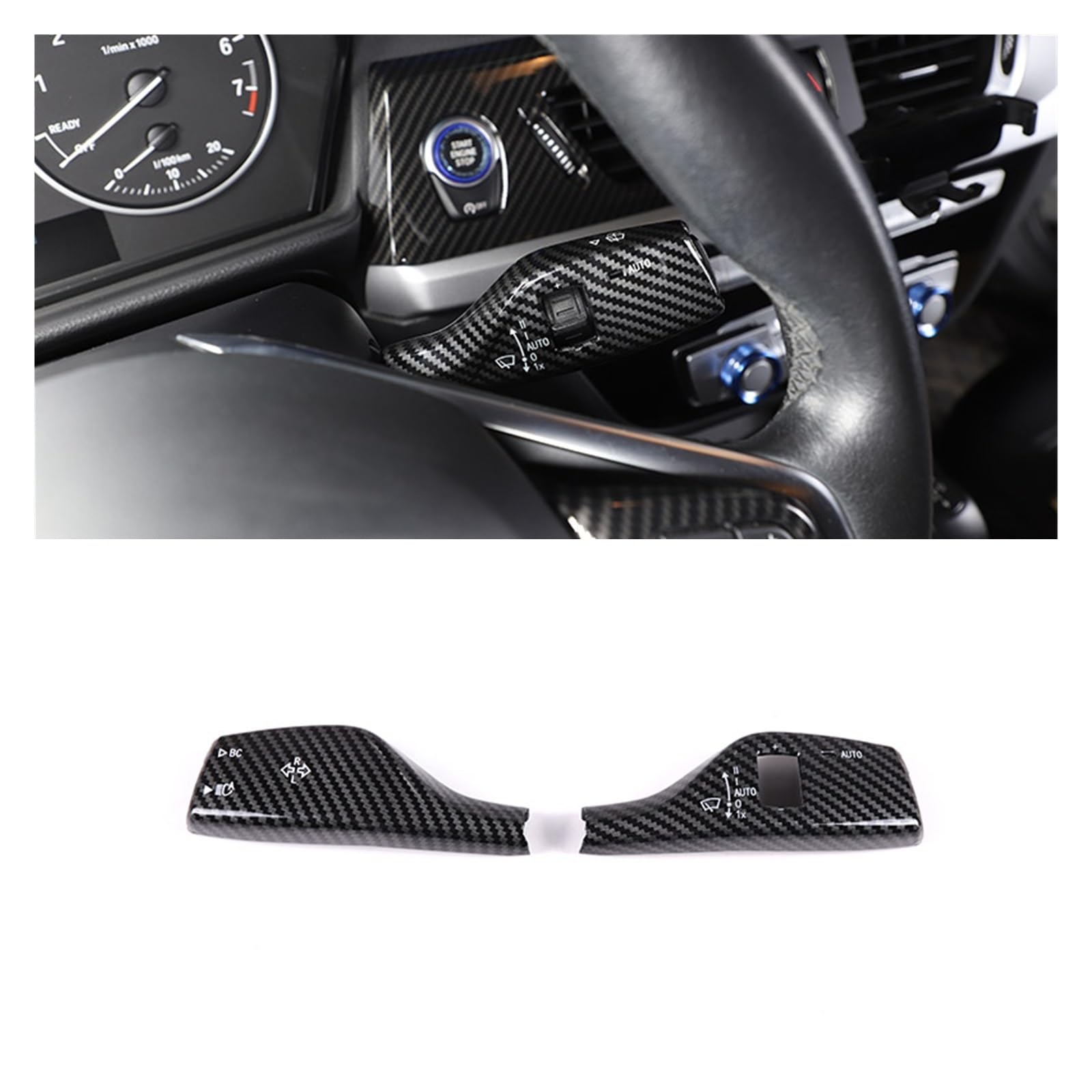 Innenraum Auto Zubehör Für F20 F30 F10 F15 F16 F49 F52 G01 G02 G05 Schwarz/Carbon Faser Stil Auto Blinker Wischer Schalter Trim Stange Auto Zubehör Autozubehör Innenraum(Style B Carbon Fiber) von NOVEMS