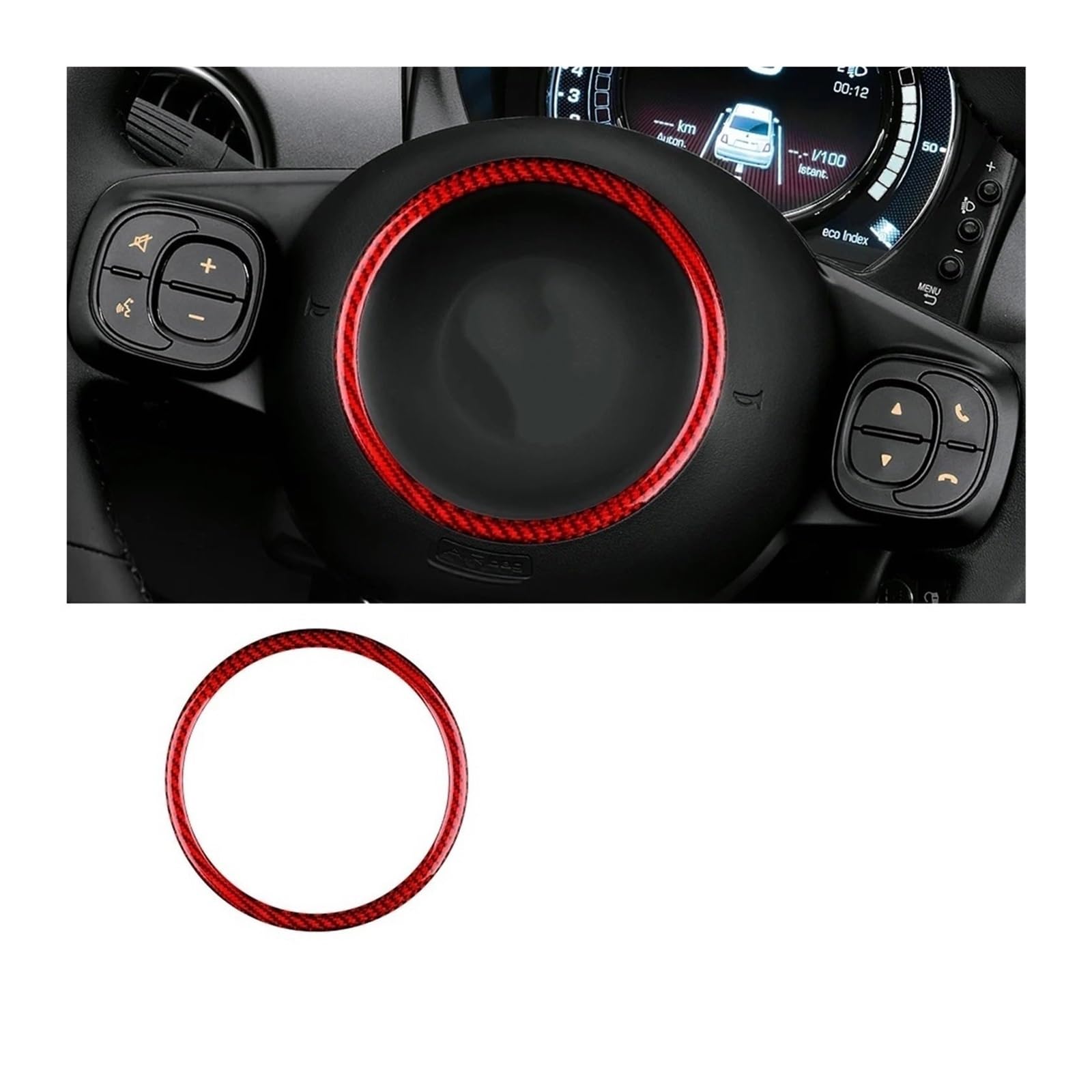 Innenraum Auto Zubehör Für Fiat 500 Für Abarth 595 695 2008-2014 2015 2016 2017 2018 2019 2020 2021 2022 2023 Autoinnenraum Autozubehör Innenraum(Outer Ring RD) von NOVEMS