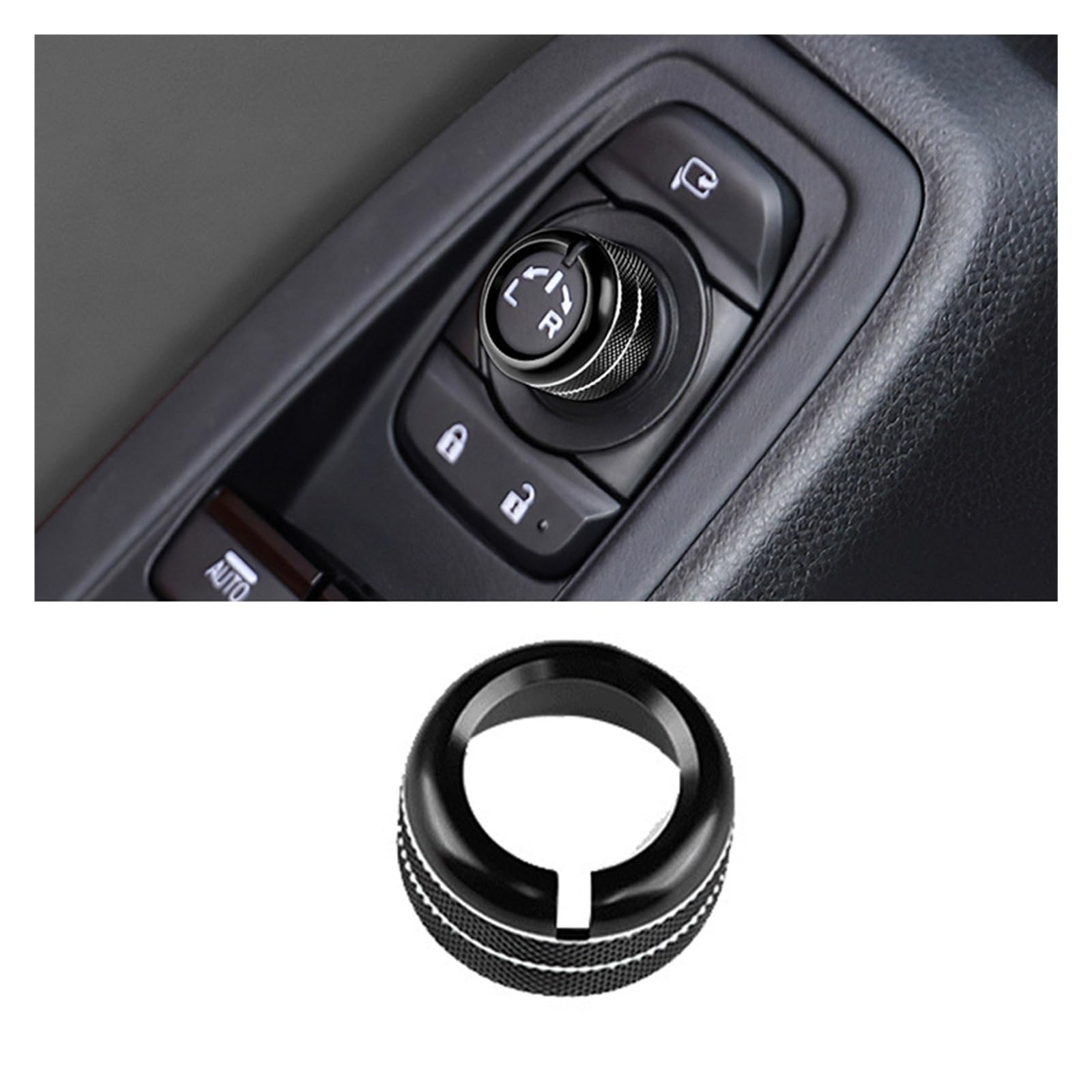 Innenraum Auto Zubehör Für Subaru Für Crosstrek 2024 Auto Sound Audio Volumen Knob Knopf Hinten Spiegel Control Knob Ring Trim Innen Ring Dekoration Autozubehör Innenraum(Rear Mirror Black) von NOVEMS