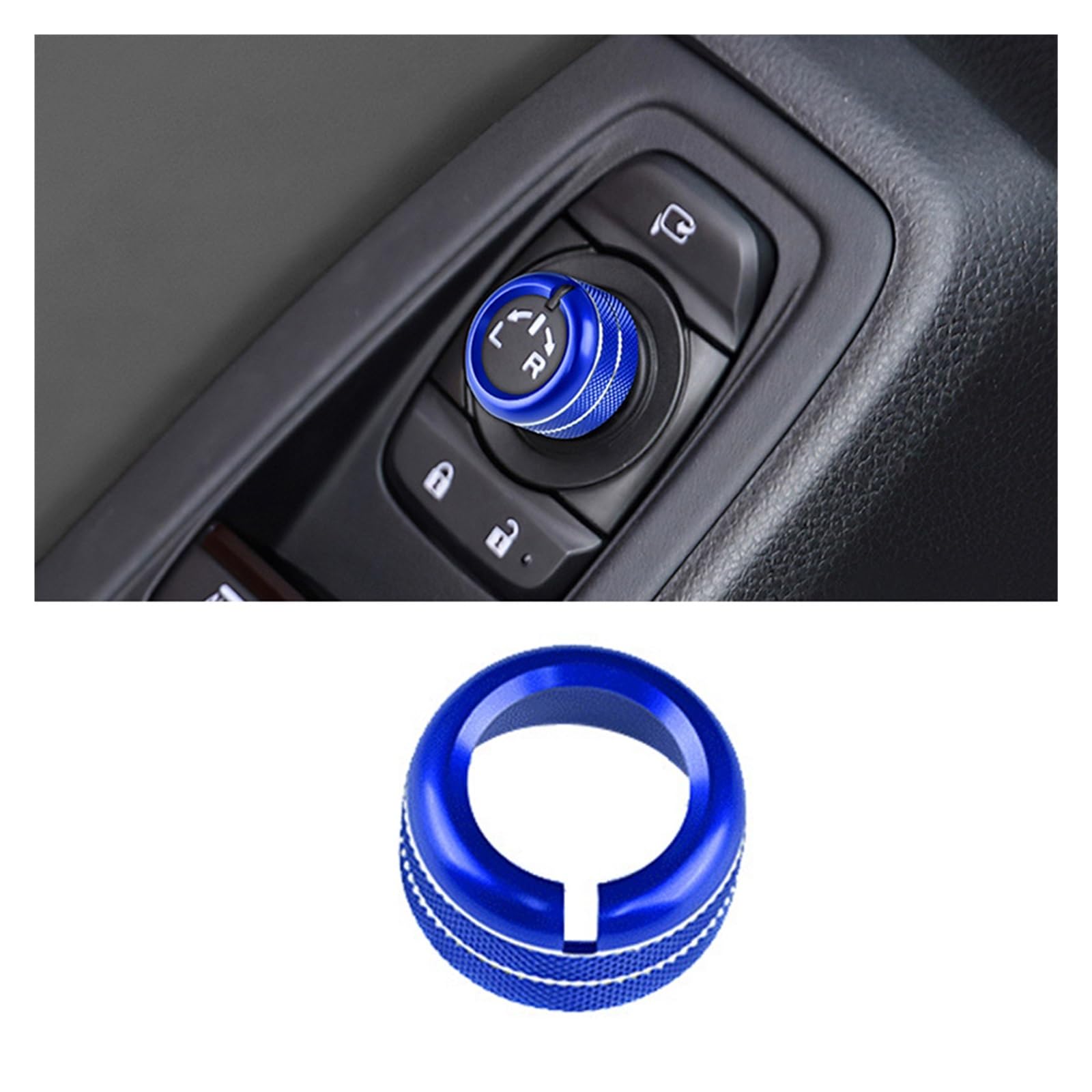 Innenraum Auto Zubehör Für Subaru Für Crosstrek 2024 Auto Sound Audio Volumen Knob Knopf Hinten Spiegel Control Knob Ring Trim Innen Ring Dekoration Autozubehör Innenraum(Rear Mirror Blue) von NOVEMS