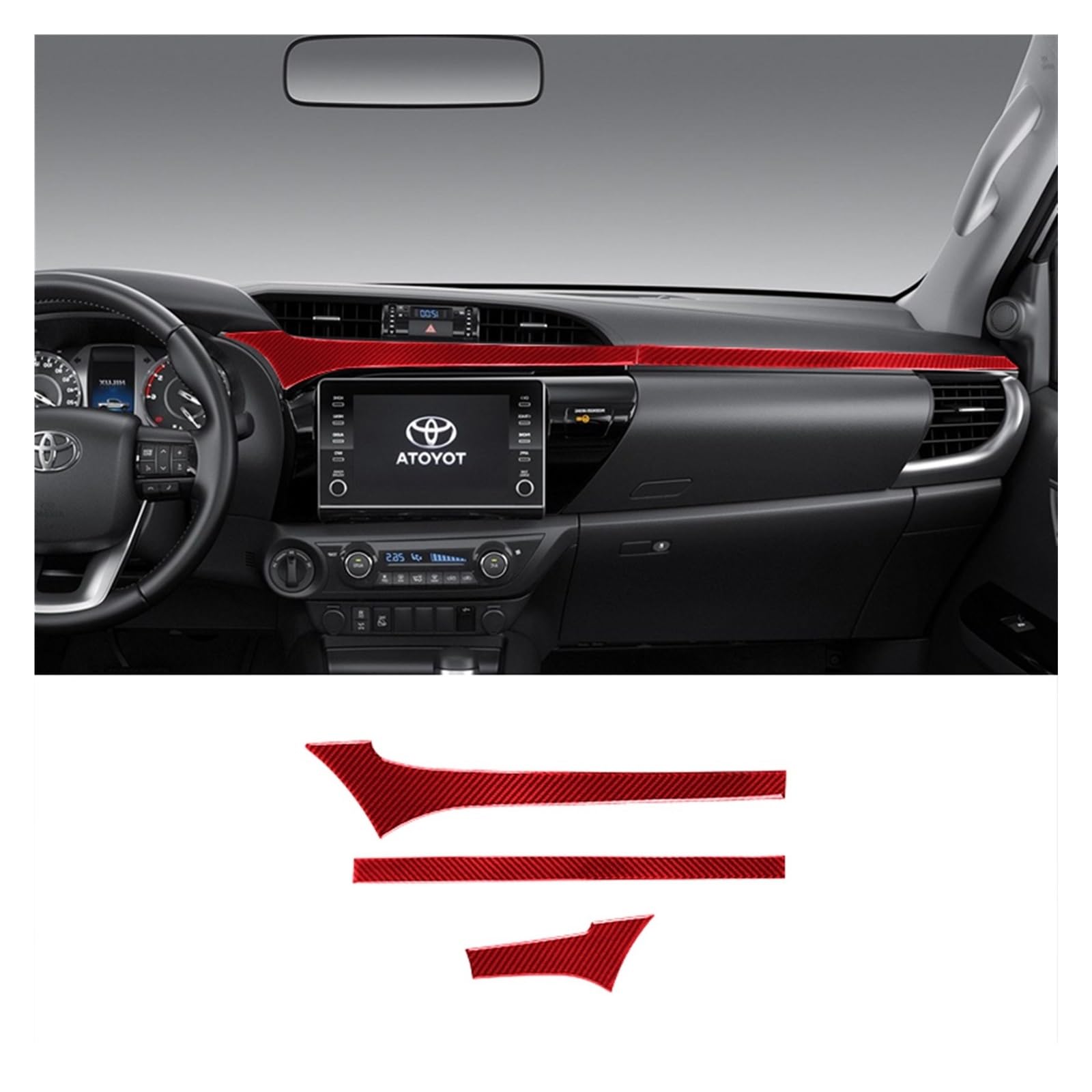 Innenraum Auto Zubehör Für Toyota Für Hilux 2015-2021 Carbon Faser Dashboard Navigation AC Air Outlet Rahmen Aufkleber Trim Abdeckung Auto Dekorative Aufkleber Autozubehör Innenraum(F) von NOVEMS