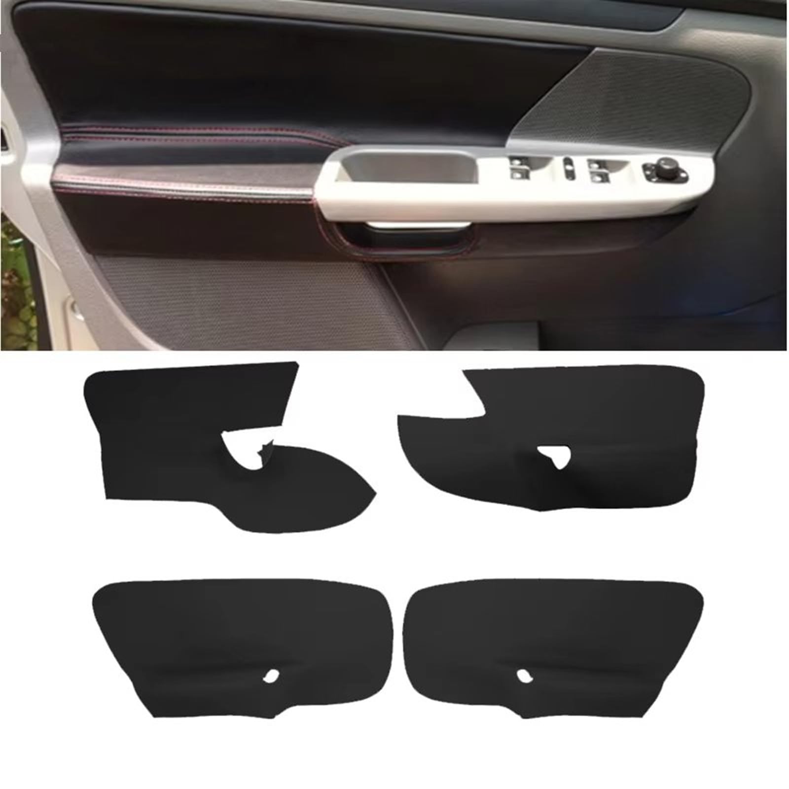 Innenraum Auto Zubehör Für VW Für Golf 5 2005-2010 Innen Auto Türgriff Armlehne Panel Mikrofaser Leder Abdeckung Mit Halterung Armaturen 4PCS Autozubehör Innenraum(Schwarz) von NOVEMS