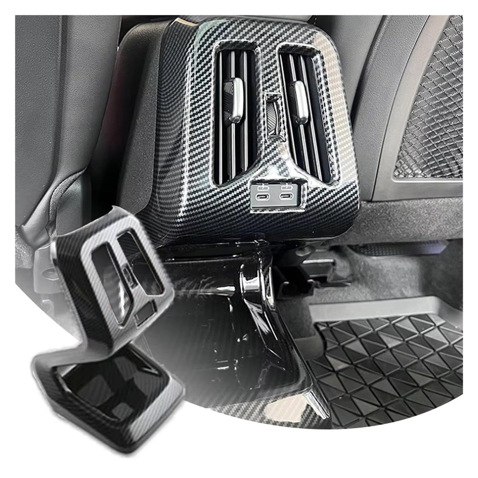 Innenraum Auto Zubehör Für X1 U11 2023 2024 Auto Hinten Klimaanlage Outlet Vent Abdeckung Trim Aufkleber Zubehör Carbon Fiber ABS Stil Abdeckung Trim Autozubehör Innenraum(Stardand) von NOVEMS