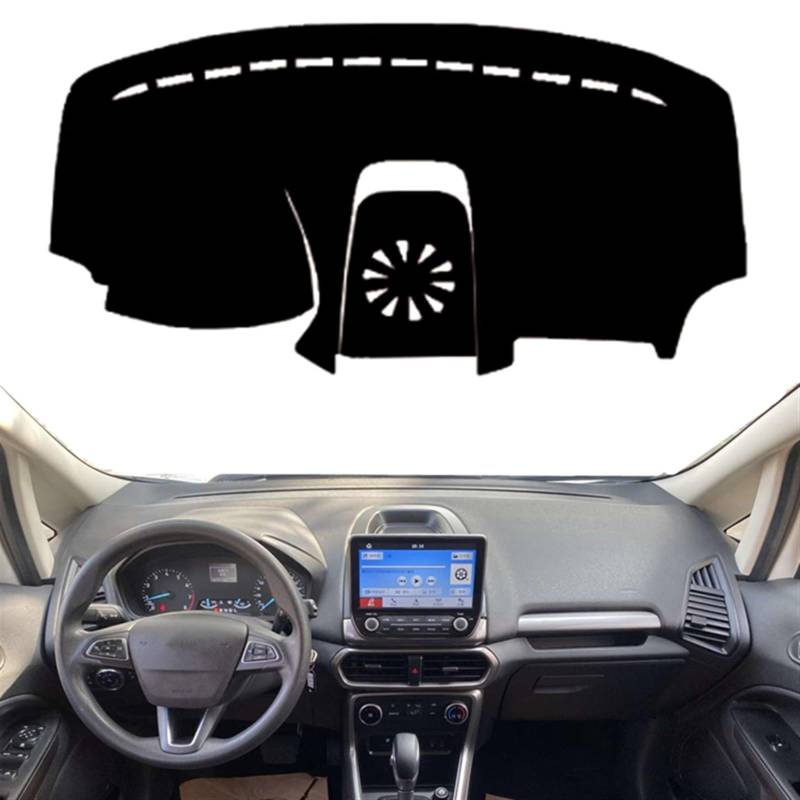 Matte Teppich Armaturenbrett Für Ford Für EcoSport 2018-2021 2022 2023 Dashboard Abdeckung Matte Pad Anti-Uv Instrument Sonnenschirm Schützen Teppich Teppich(Black(Black Edge),Linkslenker) von NOVEMS