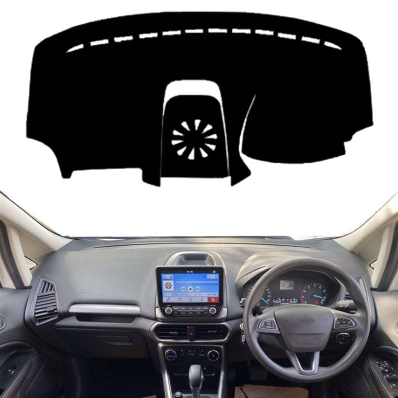 Matte Teppich Armaturenbrett Für Ford Für EcoSport 2018-2021 2022 2023 Dashboard Abdeckung Matte Pad Anti-Uv Instrument Sonnenschirm Schützen Teppich Teppich(Black(Black Edge),Rechtslenker) von NOVEMS