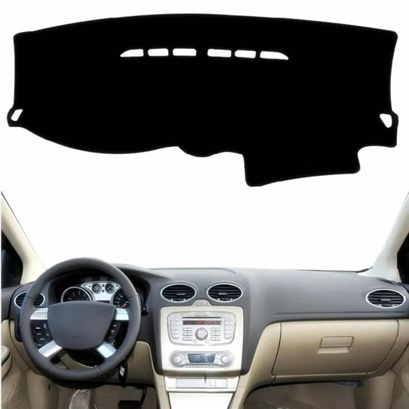 Matte Teppich Armaturenbrett Für Ford Für Focus 2005 2006 2007 2008 2009 2010 2011 Dashboard Abdeckung Matte Pad Schutz Anti-Uv Dash Sonnenschirm Teppich Auto(Black(Black Edge),Linkslenker) von NOVEMS