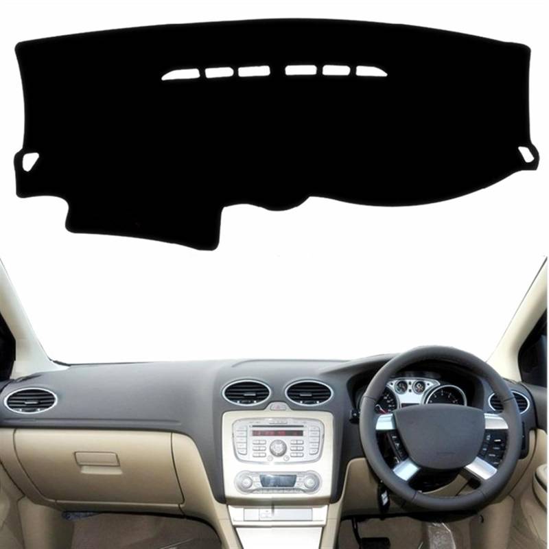 Matte Teppich Armaturenbrett Für Ford Für Focus 2005 2006 2007 2008 2009 2010 2011 Dashboard Abdeckung Matte Pad Schutz Anti-Uv Dash Sonnenschirm Teppich Auto(Black(Black Edge),Rechtslenker) von NOVEMS