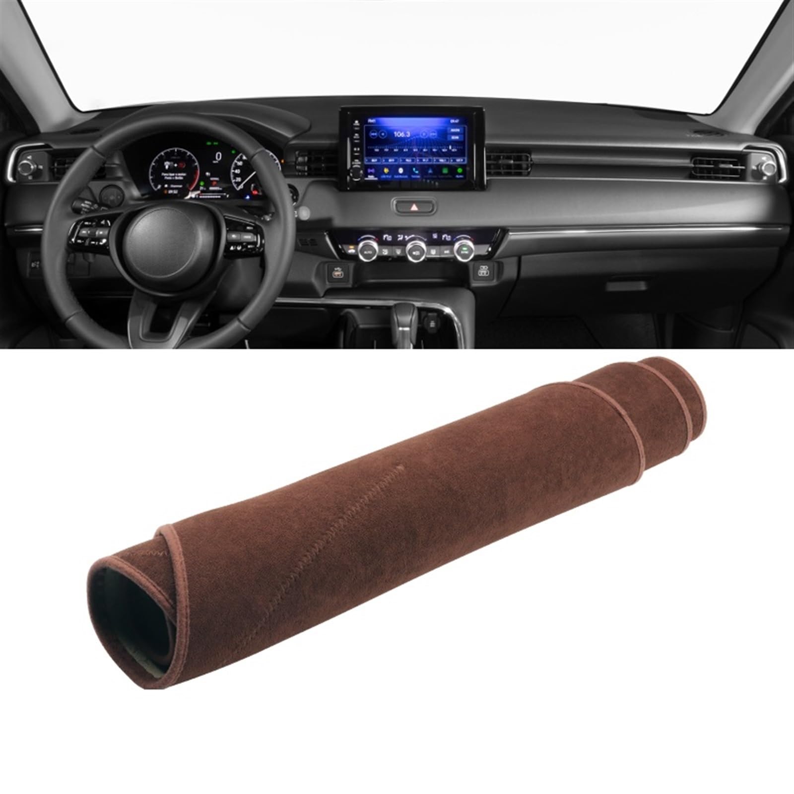 Matte Teppich Armaturenbrett Für HR-V Für HRV Für HR V 2021 2022 Auto-Armaturenbrett-Abdeckung Vermeiden Sie Lichtmatten Anti-UV-Rutsch-Pad Instrumententafel-Teppich(B LHD Brown) von NOVEMS