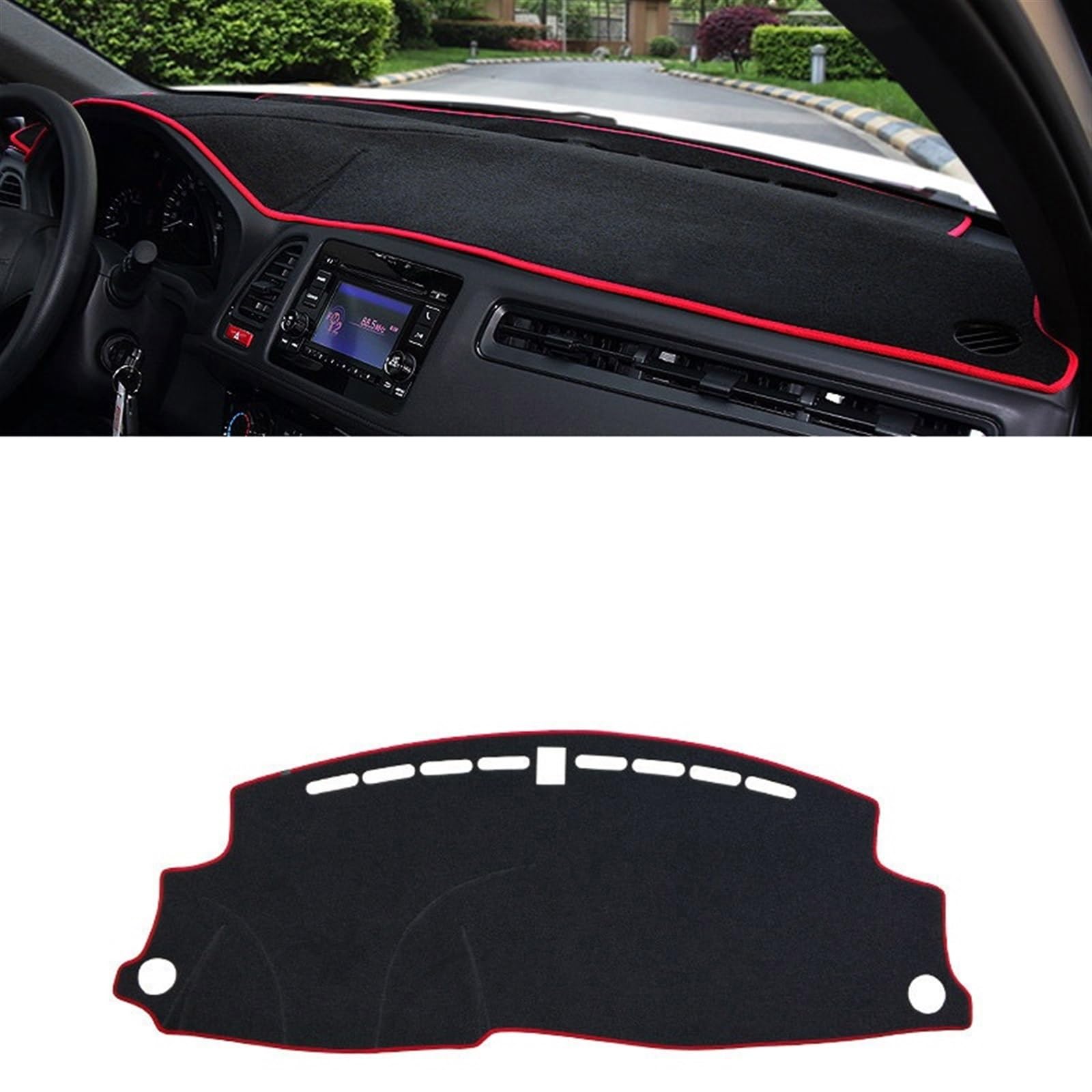 Matte Teppich Armaturenbrett Für HR-V Für HRV RU Für Vezel 2014-2018 2019 2020 Auto-Armaturenbrett-Abdeckungsmatte Vermeiden Sie Lichtpad-Instrumententafel-Teppiche(LHD Red Side) von NOVEMS