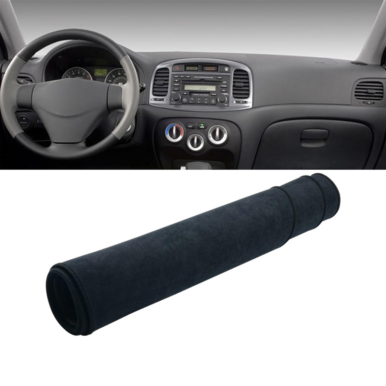 Matte Teppich Armaturenbrett Für Hyundai Für Accent 2006 2007 2008 2009 2010 2011 Auto-Armaturenbrett-Abdeckung Sonnenschutz Vermeiden Sie Lichtmatte Rutschfestes Anti-UV-Pad(B Black) von NOVEMS