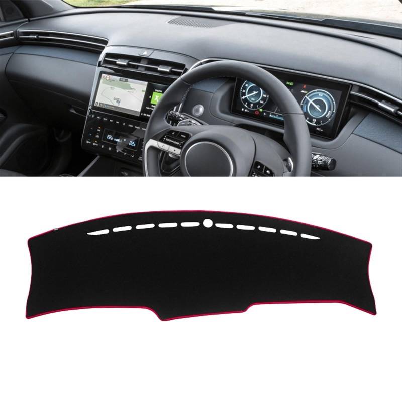 Matte Teppich Armaturenbrett Für Hyundai Für Tucson NX4 2021 2022 2023 2024 Auto-Armaturenbrett-Abdeckung, Vermeiden Sie Leichte Matte, Instrumententafel-Teppiche(A RHD Red Side) von NOVEMS