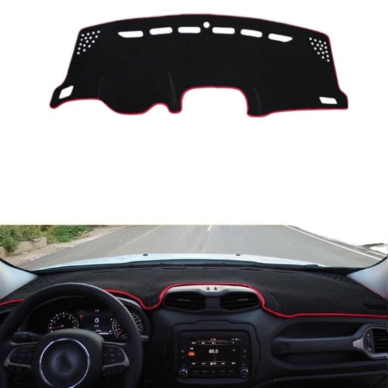 Matte Teppich Armaturenbrett Für Jeep Für Renegade 2015-2019 2020 2021 2022 Auto Armaturenbrett Abdeckung Matte Sonnenschutz Pad Instrumententafel Teppiche(Red Side) von NOVEMS