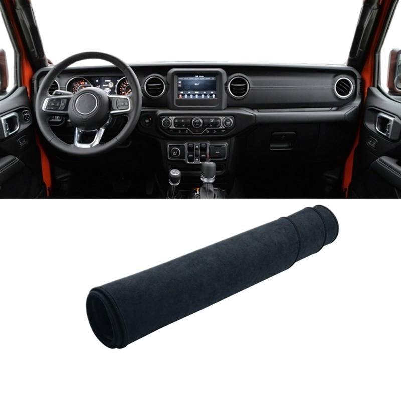 Matte Teppich Armaturenbrett Für Jeep Für Wrangler JL 2018 2019 2020 2021 2022 2023 2024 Auto Dashboard Abdeckung Vermeiden Licht Pad Anti-Uv Teppiche(Black LHD) von NOVEMS