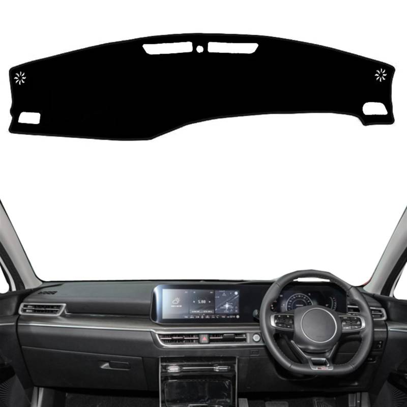 Matte Teppich Armaturenbrett Für KIA Für Optima K5 GT Linie 2020 2021 2022 2023 Auto Dashboard Abdeckung Matte Anti-Slip Dashmat Sonnenschutzdach Schützen Teppich Teppich((Black Edge),Rechtslenker) von NOVEMS