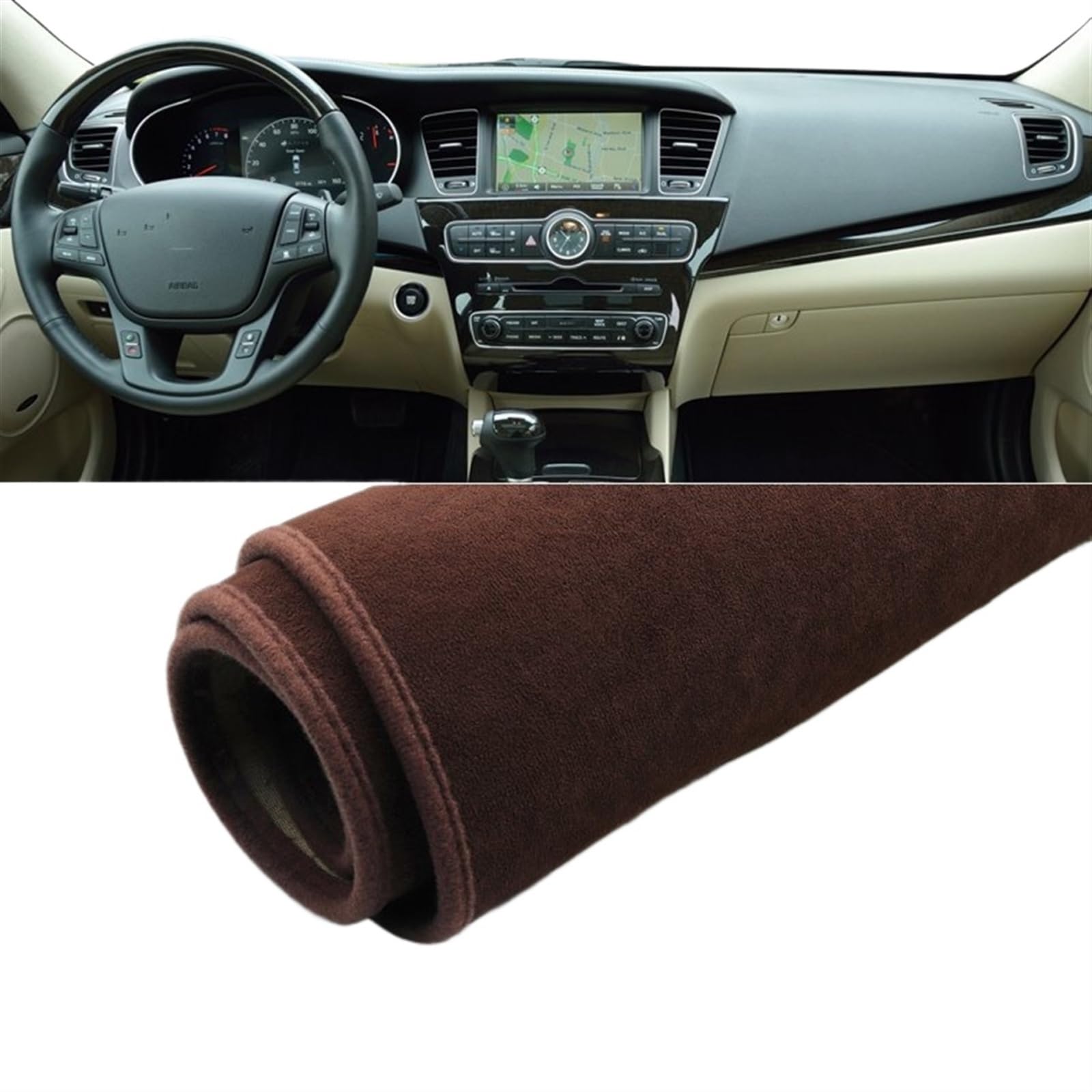 Matte Teppich Armaturenbrett Für Kia Für Cadenza K7 2009 2010 2011 2012 2013 2014 2015 Auto-Armaturenbrett-Abdeckungsmatte Anti-UV-rutschfeste Instrumententeppiche(B Brown) von NOVEMS