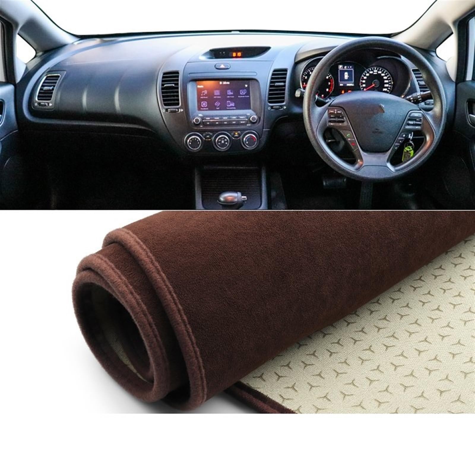 Matte Teppich Armaturenbrett Für Kia Für Cerato Für Forte K3 2013 2014 2015 2016 2017 2018 Auto-Armaturenbrett-Abdeckungsmatte Anti-UV-Rutsch-Pad(B Brown RHD) von NOVEMS