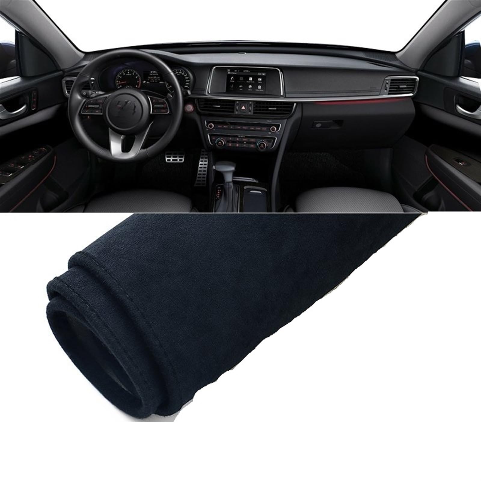 Matte Teppich Armaturenbrett Für Kia Für Optima K5 2016 2017 2018 2019 Auto-Armaturenbrett-Abdeckung rutschfeste Matte Instrumententafel-Teppichschutz(B Black LHD) von NOVEMS