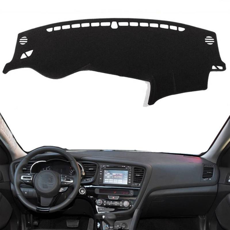 Matte Teppich Armaturenbrett Für Kia Für Optima TF K5 2010 2011 2012 2013 2014 2015 Dashboard Abdeckung Sonnenschutzdach Matte Pad Dash Schützen Teppich(Black(Black Edge),Linkslenker) von NOVEMS