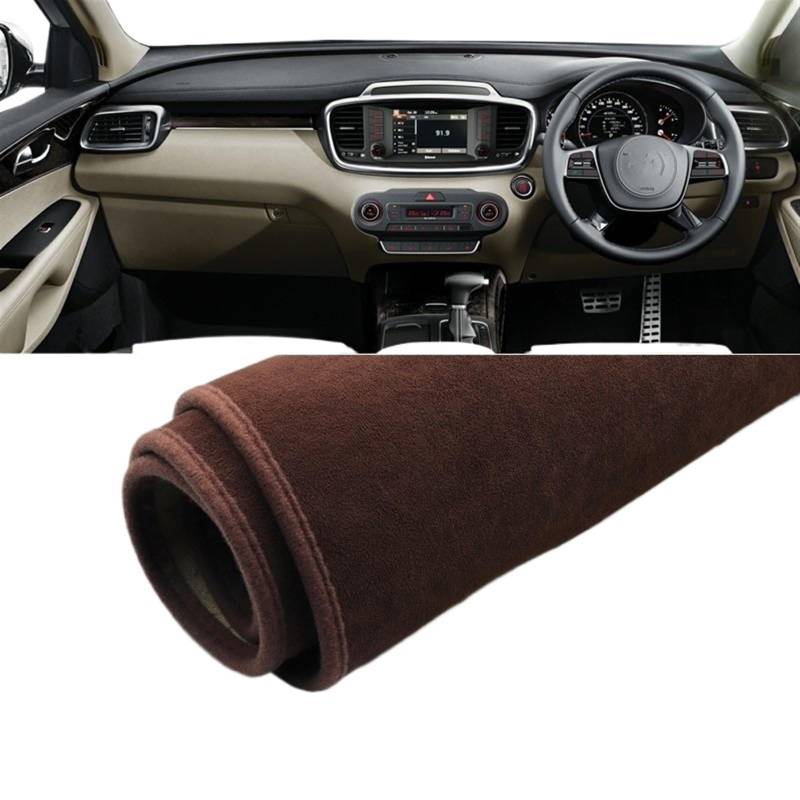 Matte Teppich Armaturenbrett Für Kia Für Sorento 3 UM 2015 2016 2017 2018 2019 2020 Auto-Armaturenbrett-Abdeckung, Vermeiden Sie Lichtmatte, Anti-UV-Anti-Rutsch-Pad(B Brown RHD) von NOVEMS