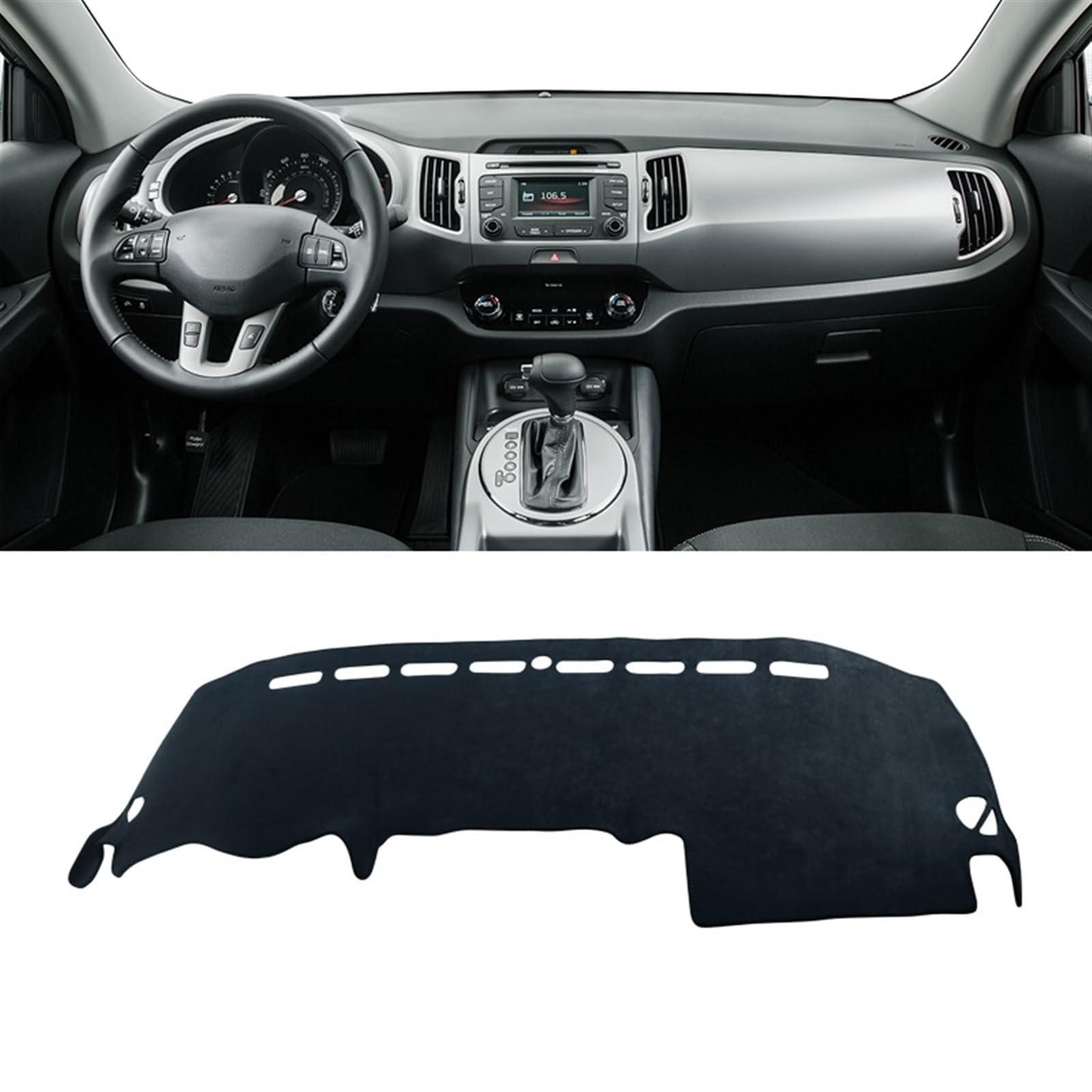 Matte Teppich Armaturenbrett Für Kia Für Sportage 3 R 2011 2012 2013 2014 2015 Auto Armaturenbrett-Abdeckungsmatte Anti-UV-Rutsch-Pad Instrumententafel-Teppich(B Black LHD) von NOVEMS