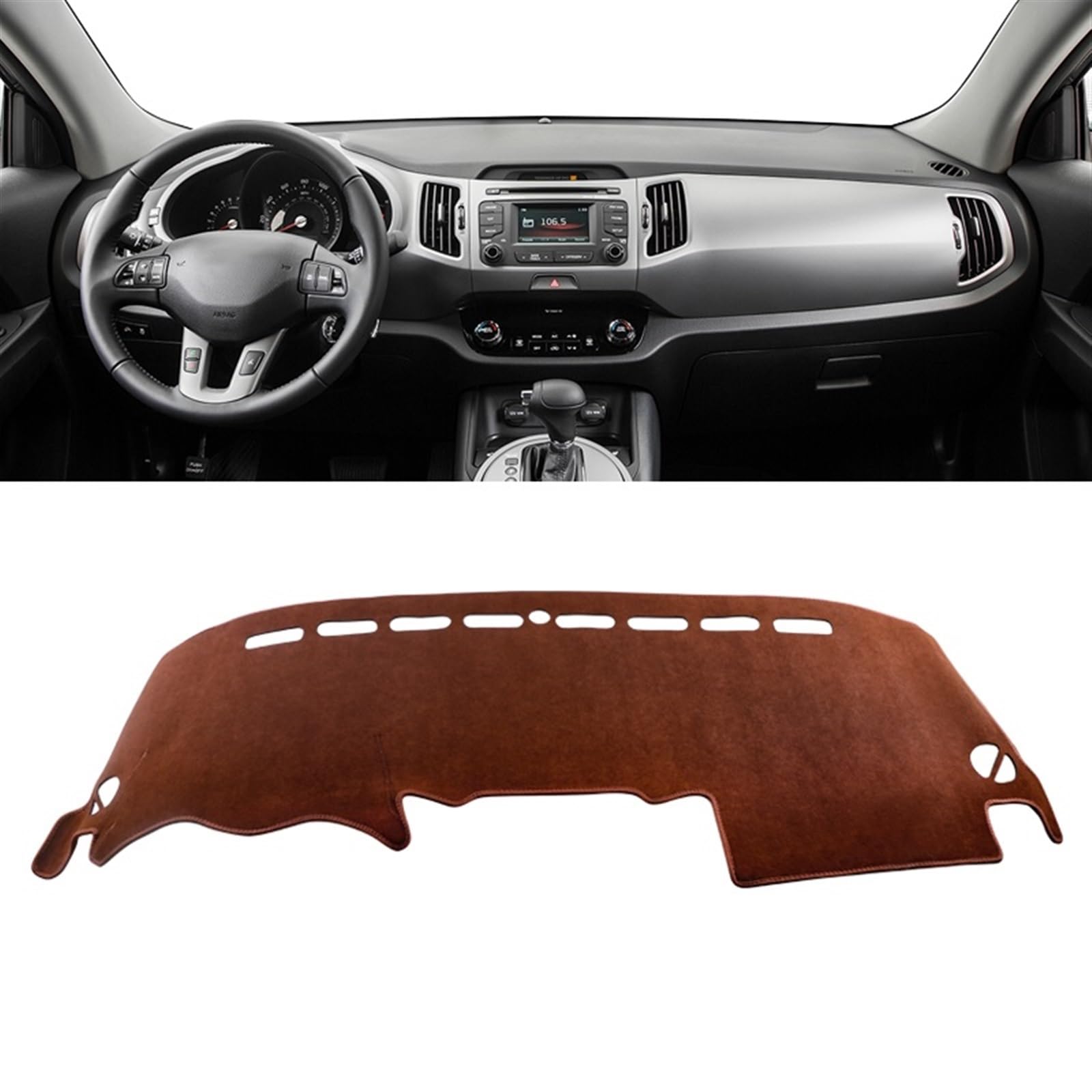 Matte Teppich Armaturenbrett Für Kia Für Sportage 3 R 2011 2012 2013 2014 2015 Auto Armaturenbrett-Abdeckungsmatte Anti-UV-Rutsch-Pad Instrumententafel-Teppich(B Brown LHD) von NOVEMS