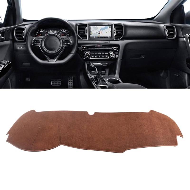 Matte Teppich Armaturenbrett Für Kia Für Sportage 4 2016 2017 2018 2019 2020 2021 Auto-Armaturenbrett vermeiden Lichtmatte Instrumentenplattform Schreibtischabdeckung(B Brown LHD) von NOVEMS