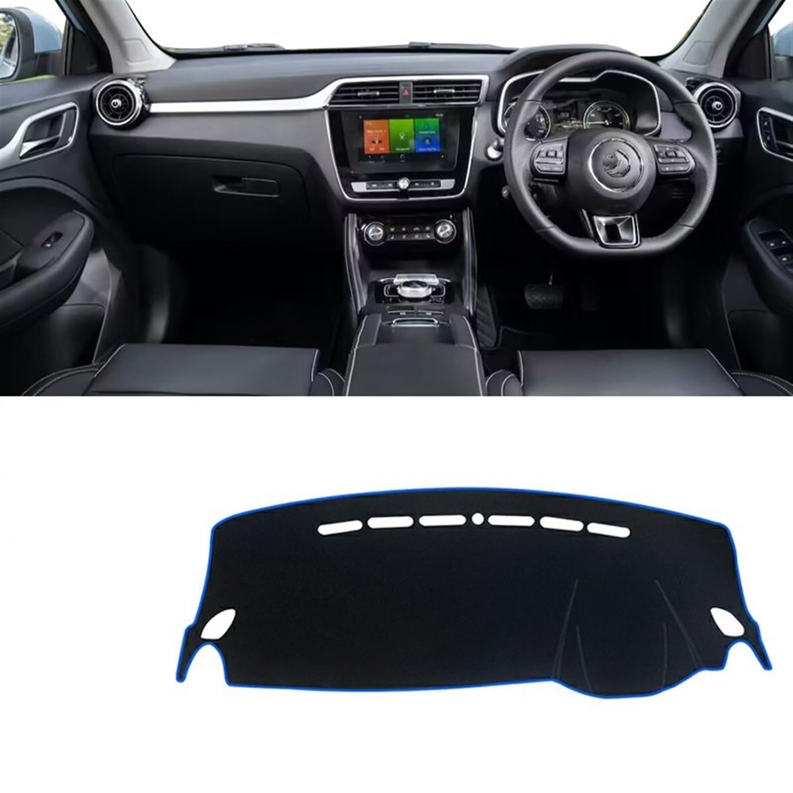 Matte Teppich Armaturenbrett Für MG ZS EZS EV 2017 2018 2019 2020 2021 2022 2023 Auto Armaturenbrett Abdeckung Matte Anti-Uv rutschfeste Pad Instrument Teppich(A Blue Side RHD) von NOVEMS