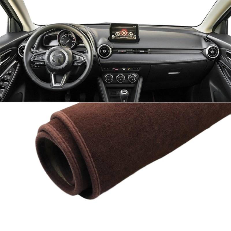 Matte Teppich Armaturenbrett Für Mazda 2 DJ DL 2015 2016 2017 2018 2019 2020 2021 2022 2023 Auto Armaturenbrett Abdeckung Matte Rutschfester Instrumententeppich(B LHD Brown) von NOVEMS