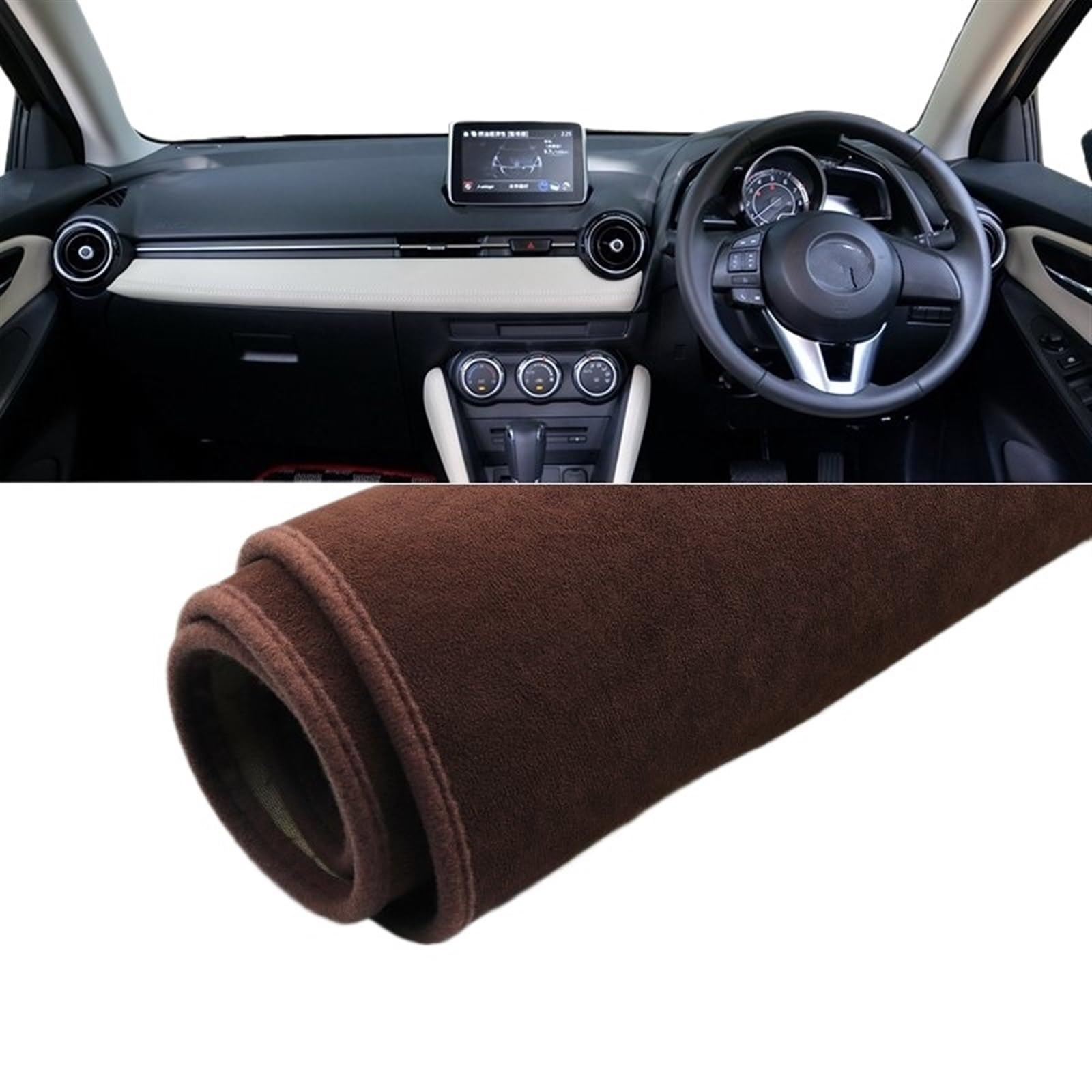 Matte Teppich Armaturenbrett Für Mazda 2 DJ DL 2015 2016 2017 2018 2019 2020 2021 2022 2023 Auto Armaturenbrett Abdeckung Matte Rutschfester Instrumententeppich(B RHD Brown) von NOVEMS