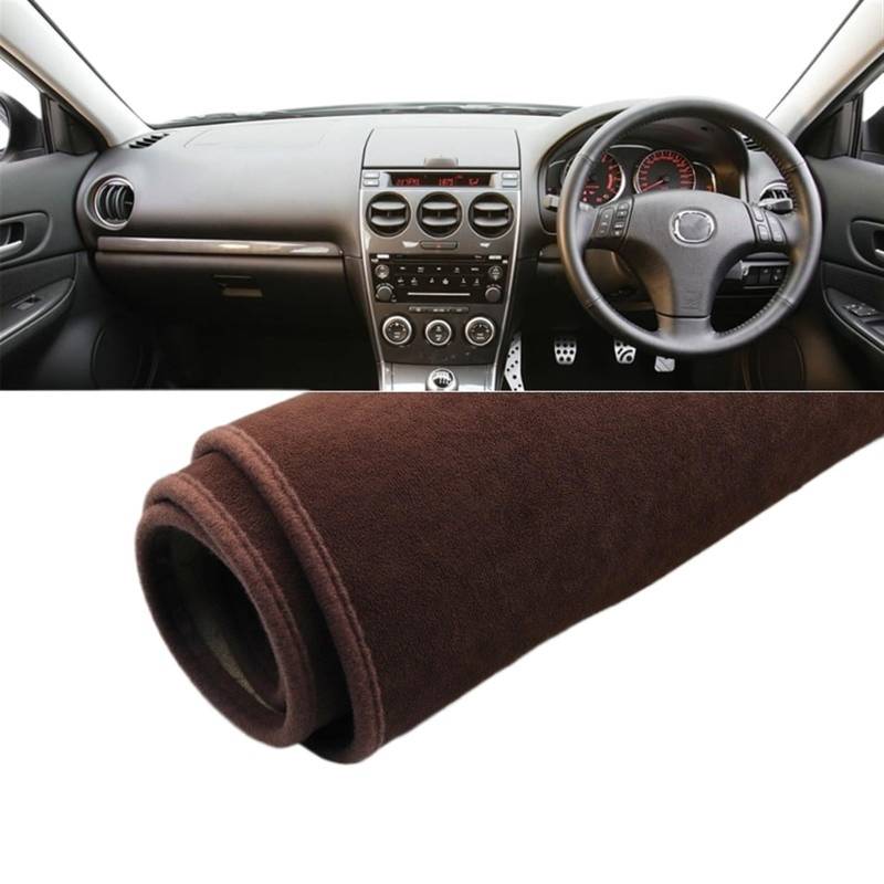 Matte Teppich Armaturenbrett Für Mazda 6 GG 2002 2003 2004 2005 2006 2007 Auto-Armaturenbrett-Abdeckung, rutschfeste Matte, Instrumententafel-Teppiche(B RHD Brown) von NOVEMS