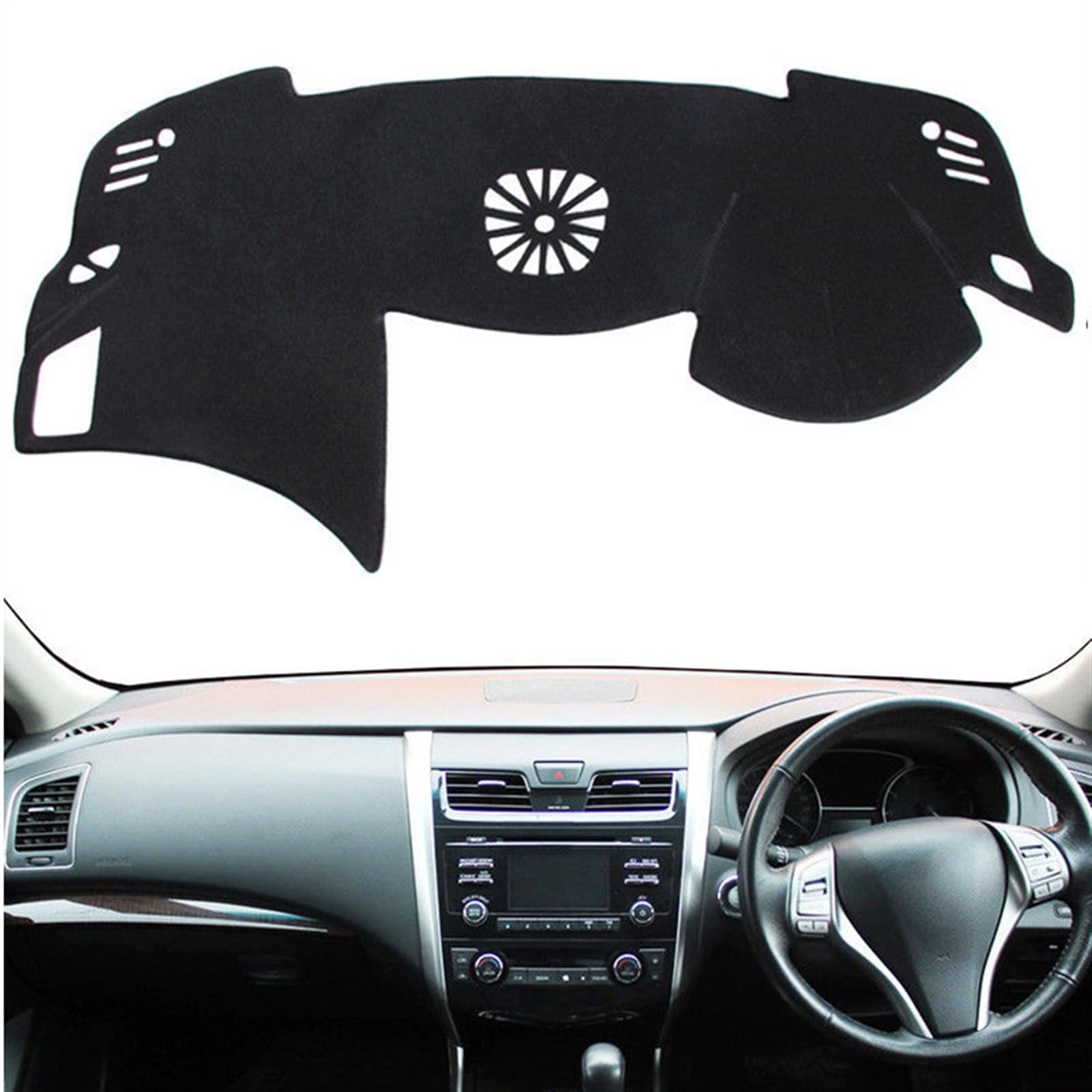 Matte Teppich Armaturenbrett Für Nissan Für Teana Für Altima L33 2013 2014 2015 2016 2017 2018 Dashboard Abdeckung Matte Pad Schutz Auto Sonnenschirm Teppich(Black(Black Edge),Rechtslenker) von NOVEMS