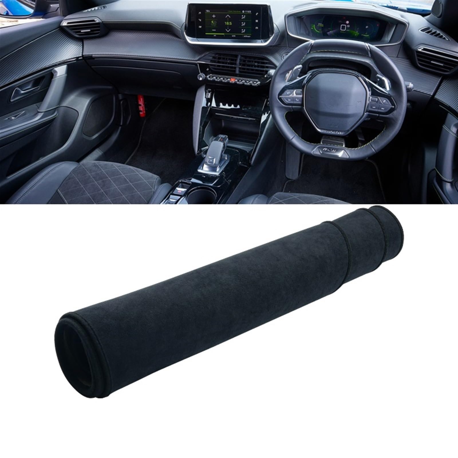 Matte Teppich Armaturenbrett Für Peugeot 2008 E2008 GT Linie 2019 2020 2021 2022 2023 Dash Matte Teppich Sonnenschutz Dashmat Pad Auto Dashboard Abdeckung Matten(B Black RHD) von NOVEMS