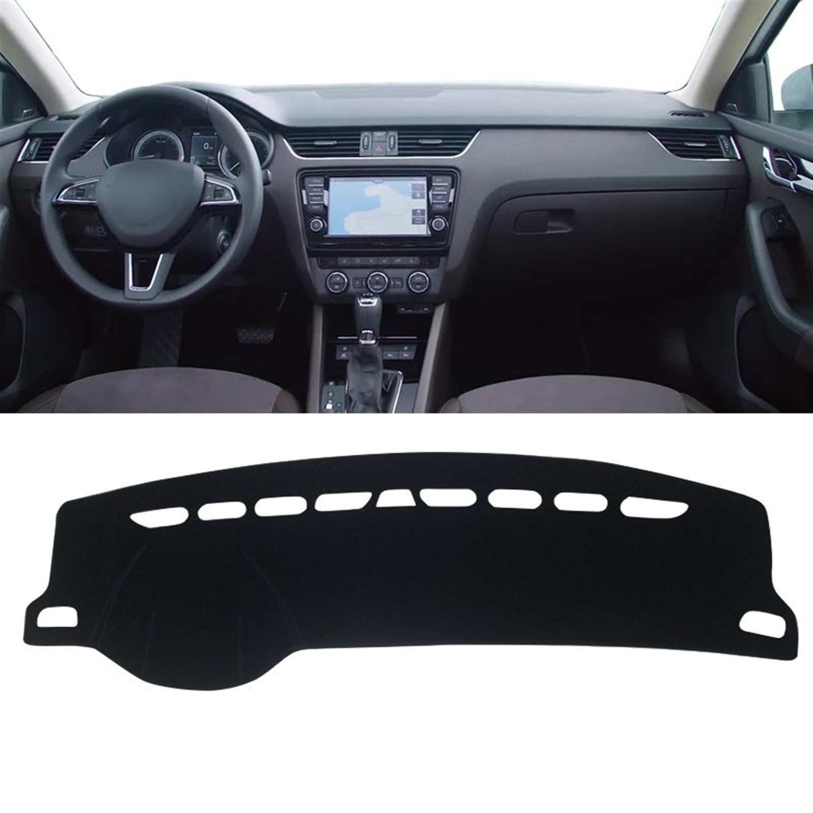 Matte Teppich Armaturenbrett Für Skoda Für Octavia 3 A7 MK3 5E 2013 2014 2015 2016 2017 2018 2019 Auto Armaturenbrett Abdeckung Vermeiden Sie Lichtmatte rutschfeste Unterlage(A LHD Black Side) von NOVEMS