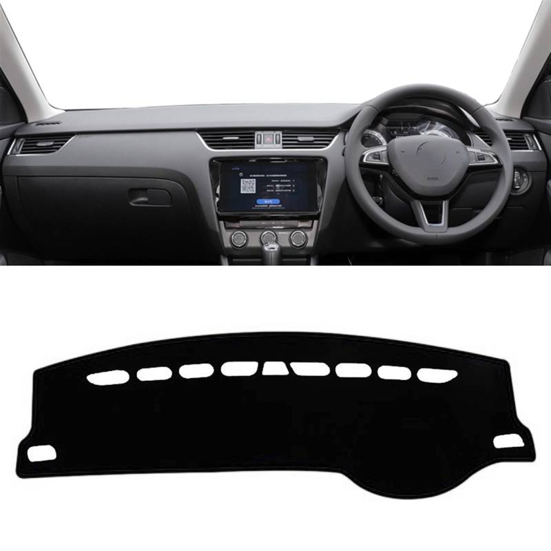 Matte Teppich Armaturenbrett Für Skoda Für Octavia A7 MK3 5E 2015 2016 2017 2018 2019 2020 Auto Dashboard Abdeckung Matte Sonnenschutz Vermeiden Licht Pad DashMat(Black Side RHD) von NOVEMS