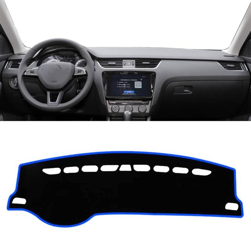 Matte Teppich Armaturenbrett Für Skoda Für Octavia A7 MK3 5E 2015 2016 2017 2018 2019 2020 Auto Dashboard Abdeckung Matte Sonnenschutz Vermeiden Licht Pad DashMat(Blue Side LHD) von NOVEMS