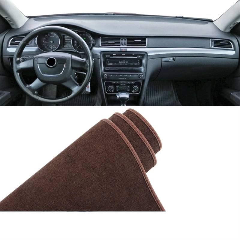 Matte Teppich Armaturenbrett Für Skoda Für Superb 2 B6 3T 2009 2010 2011 2012 2013 2014 2015 Auto Armaturenbrettabdeckung Vermeiden Sie Lichtmatte Instrumententeppiche(B LHD Brown) von NOVEMS