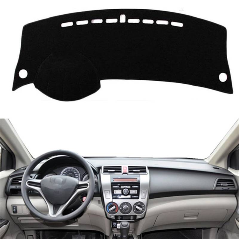 Matte Teppich Armaturenbrett Für Stadt 2008 2009 2010 2011 2012 2013 2014 Auto Dashboard Abdeckung Dash Matte Instrument Sonnenschirm Teppich Anti-Glare(Black(Black Edge),Linkslenker) von NOVEMS