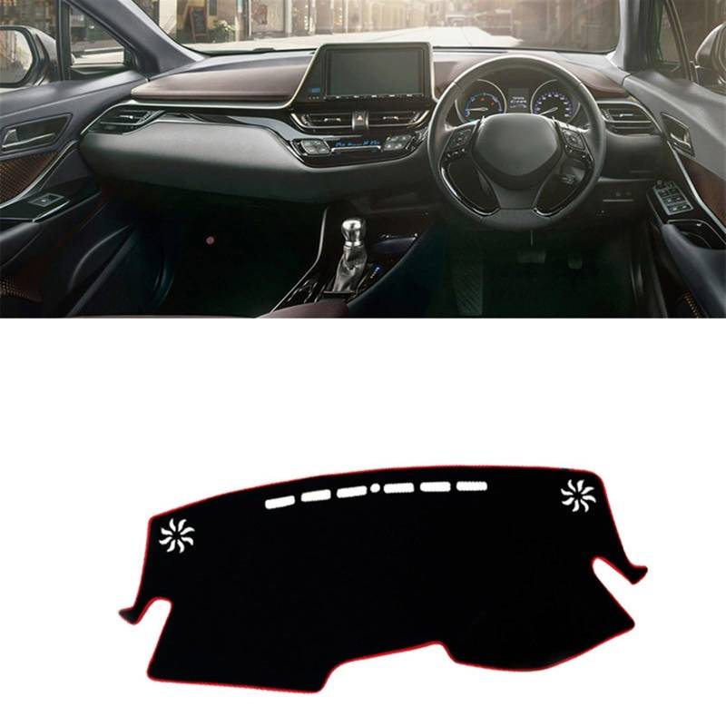 Matte Teppich Armaturenbrett Für Toyota Für C HR Für CHR Für CH-R 2016 2017 2018 2019 2020 2021 2022 2023 Armaturenbrett-Sonnenschutzpolster Auto-Armaturenbrett-Abdeckmatte(RHD Red Side) von NOVEMS