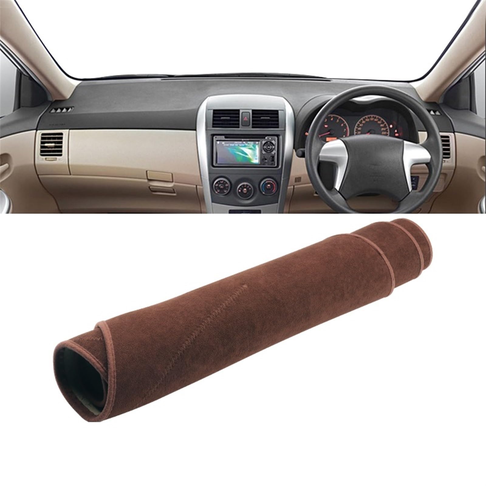 Matte Teppich Armaturenbrett Für Toyota Für Corolla E150 2006 2007 2008 2009 2010 2011 2012 2013 Auto Dashboard Abdeckung Sonnenschutz Vermeiden Licht Matte(B Brown RHD) von NOVEMS