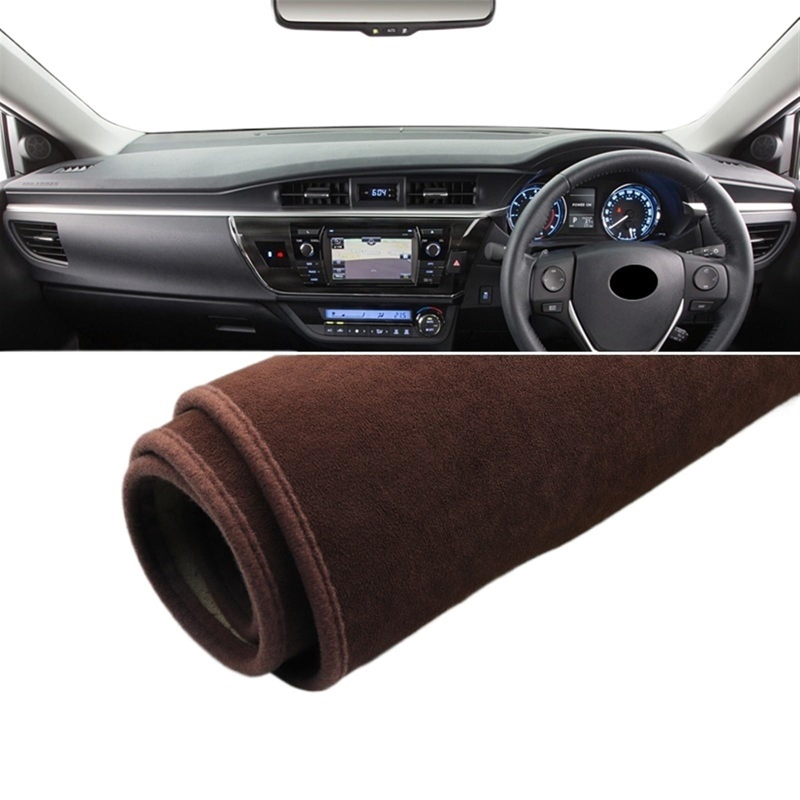 Matte Teppich Armaturenbrett Für Toyota Für Corolla E180 2014 2015 2016 2017 2018 Armaturenbrettabdeckung Vermeiden Sie Lichtpad Anti-UV-Teppich rutschfeste Matten(B Brown RHD) von NOVEMS