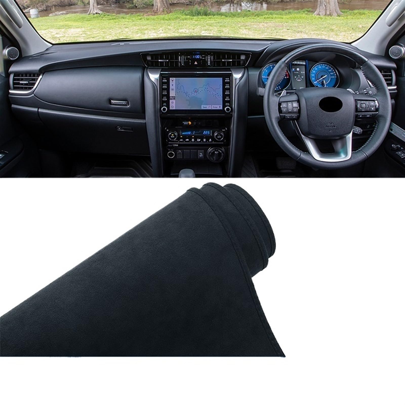 Matte Teppich Armaturenbrett Für Toyota Für Fortuner AN150 AN160 2015 2016 2017 2018 2019 2020 2021 2022 2023 Auto Dashboard Abdeckung Vermeiden Licht Matte(Black RHD) von NOVEMS