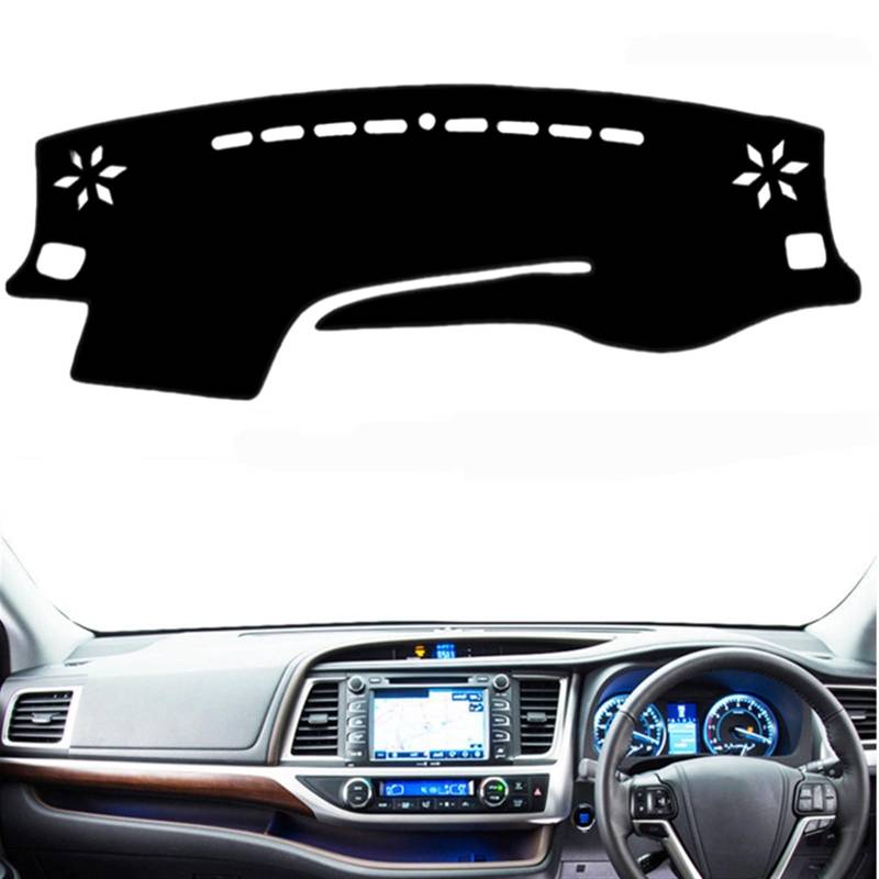 Matte Teppich Armaturenbrett Für Toyota Für Highlander Für Kluger 2014 2015 2016 2017 2018 Auto Dashboard Abdeckung Matte Teppich Anti-Uv Dash Sonnenschutzdach Teppich(Black(Black Edge),Rechtslenker) von NOVEMS