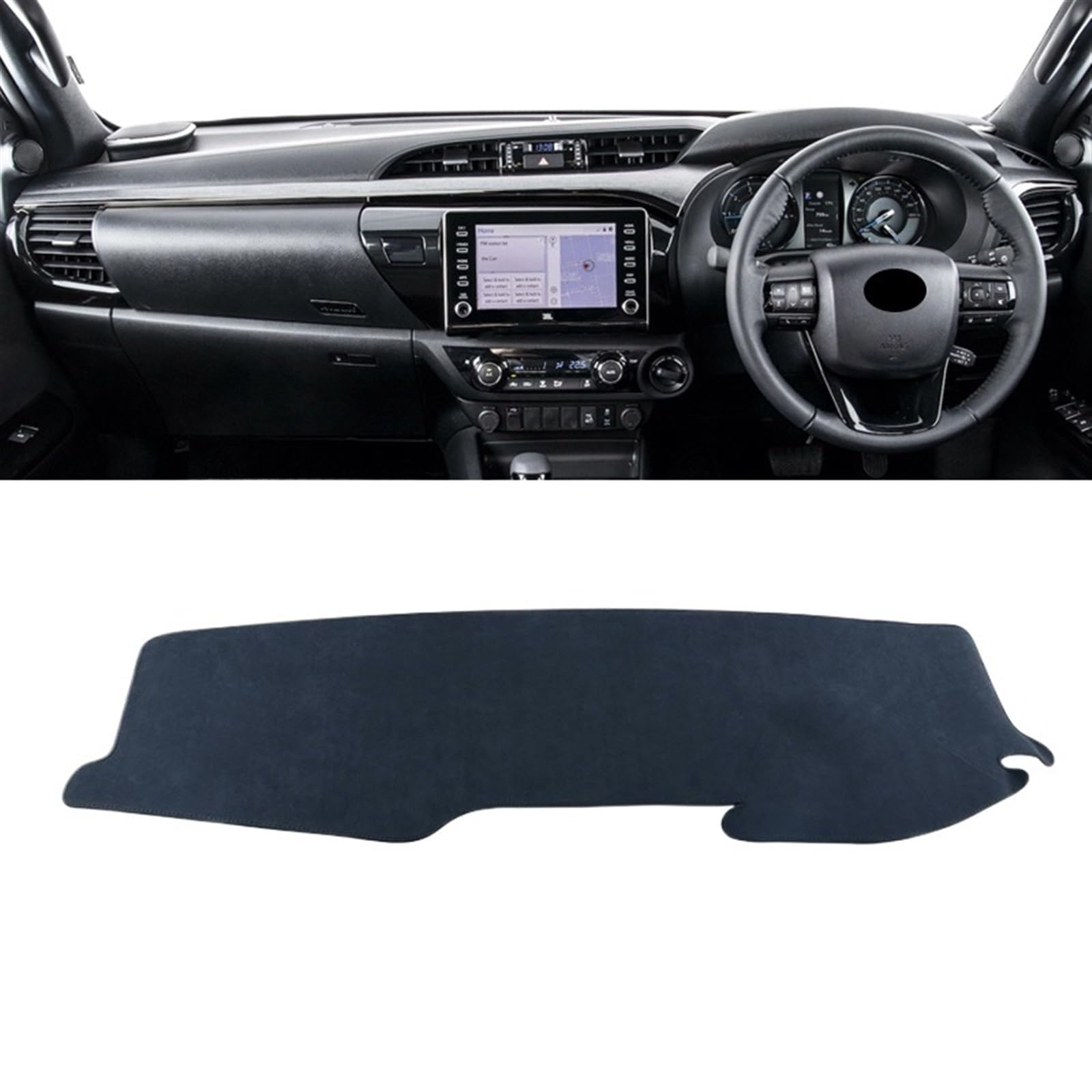 Matte Teppich Armaturenbrett Für Toyota Für Hilux 2015 2016 2017 2018 2019 2020 2021 2022 2023 Dashboard Abdeckung Vermeiden Licht Pad Anti-Uv Teppiche(Black RHD) von NOVEMS