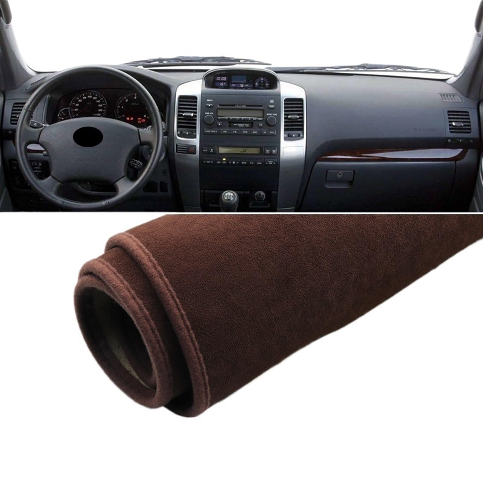 Matte Teppich Armaturenbrett Für Toyota Für Land Für Cruiser Für Prado 120 J120 2003-2006 2007 2008 2009 Auto Armaturenbrett Abdeckung Vermeiden Licht Pad Anti-UV(B LHD Brown) von NOVEMS