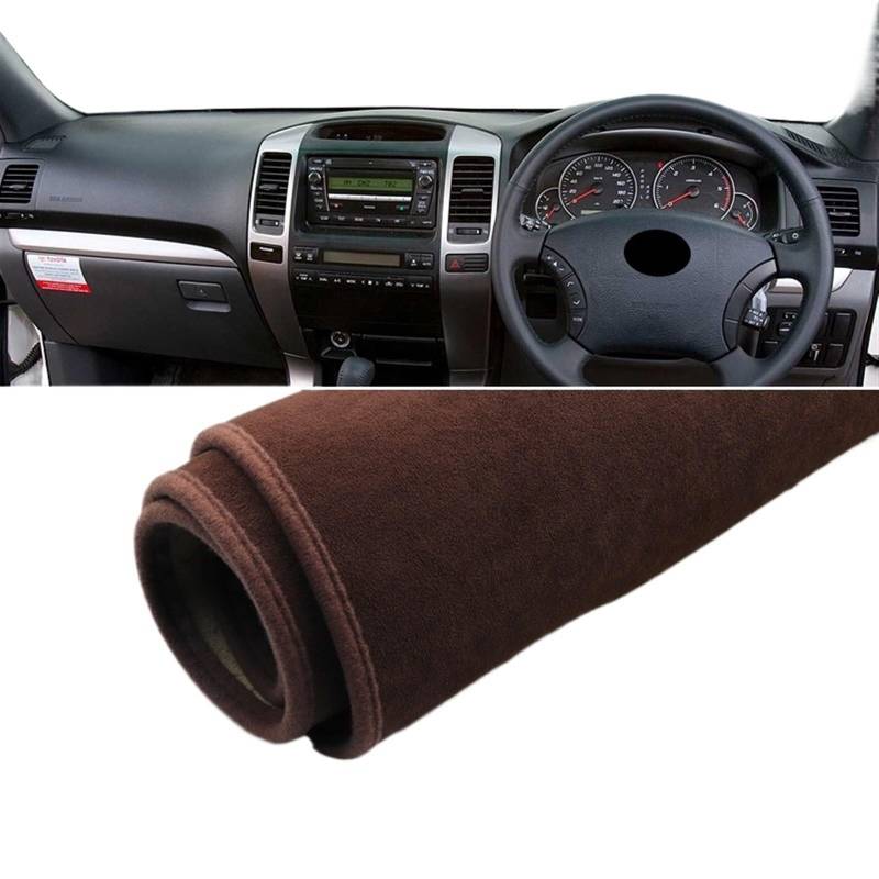 Matte Teppich Armaturenbrett Für Toyota Für Land Für Cruiser Für Prado 120 J120 2003-2006 2007 2008 2009 Auto Armaturenbrett Abdeckung Vermeiden Licht Pad Anti-UV(B RHD Brown) von NOVEMS