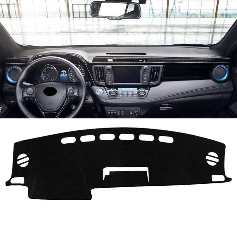 Matte Teppich Armaturenbrett Für Toyota Für RAV4 XA40 2013 2014 2015 2016 2017 2018 Für RAV 4 Auto Dashboard Vermeiden Licht Abdeckung Instrument Teppiche(A Black Side LHD) von NOVEMS